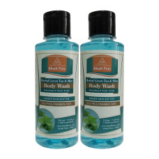 Khadi Pure Herbal Green Tea & Mint Body Wash SLS-Paraben Free - 210ml (Set of 2)