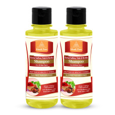 Khadi Pure Herbal Saffron, Tulsi & Reetha Shampoo SLS-Paraben Free - 210ml (Set of 2)