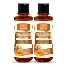 Khadi Pure Herbal Woody Sandal & Honey Body Wash SLS-Paraben Free - 210ml (Set of 2)