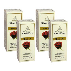 Khadi Pure Herbal Rose Essential Oil - 15ml (Set of 4)