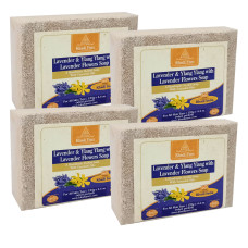Khadi Pure Herbal Lavender & Ylang Ylang with Lavender Flowers Soap with Sheabutter - 125g (Set of 4)